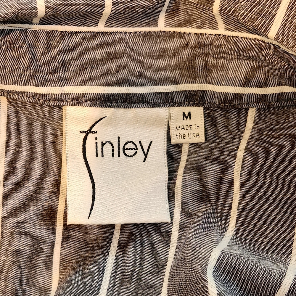 Finley gray white stripes button down shirt medium - Picture 6 of 6